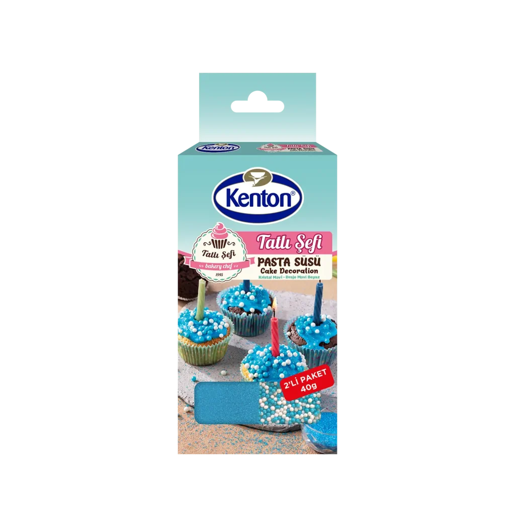 Kenton Tatlı Şefi Dekor Pasta Süsü Kristal Mavi & Draje Mavi-Beyaz 2’li 40 g